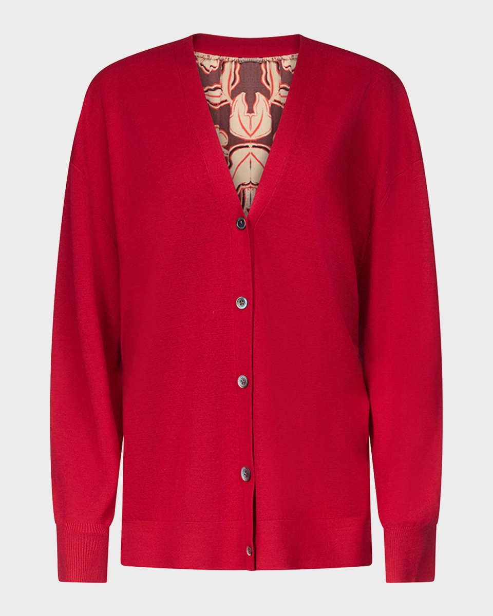 x Henry Zankov Murano Oversized Silk-Back Cardigan